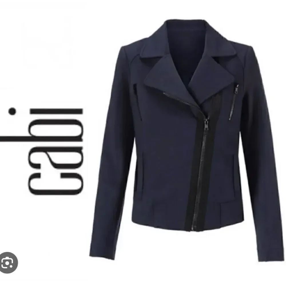 Cabi Chance Moto Jacket Navy black small Style 5476 zip up pockets